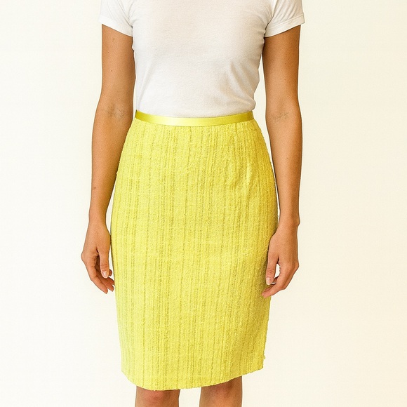 Renato Nucci Lime Green Tweed Skirt 25” Waist - Picture 9 of 9